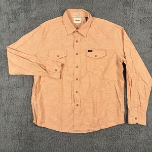 Wrangler Shirt Mens XL Orange Button Up‎ Snap Button Stretch Western Cowboy
